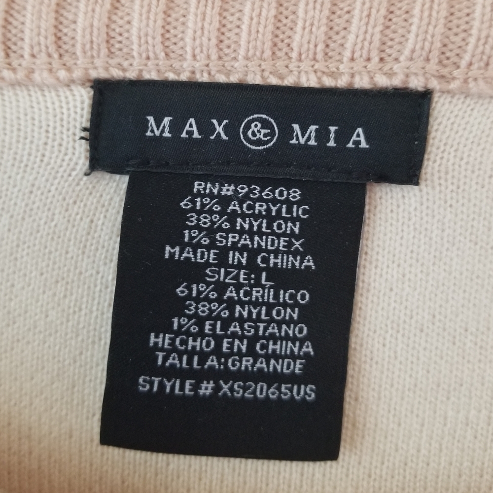 Max & Mia Blush Crewneck Sweater Sz Large - Picture 2 of 6